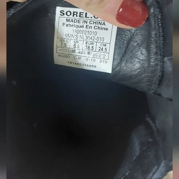 Sorel Emelie Conquest Boots Black Leather Moto Waterproof Shoes Women's Size 7.5 - Picture 6 of 7